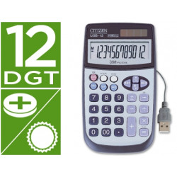 CALCULADORA CITIZEN SOBREMESA USB-12 12 DIGITOS CON CABLE USB PARA CONEXION A PC