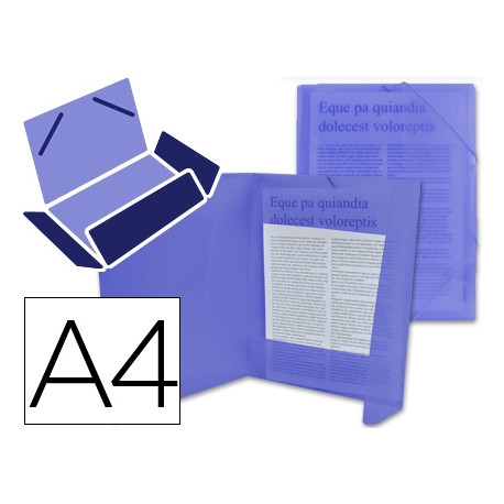 CARPETA LIDERPAPEL GOMAS SOLAPAS 34962 POLIPROPILENO DIN A4 AZUL TRANSLUCIDO