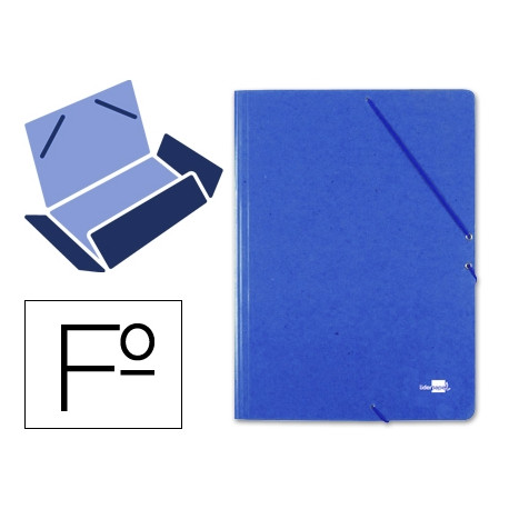 CARPETA LIDERPAPEL GOMAS FOLIO 3 SOLAPAS CARTON PRESPAN AZUL