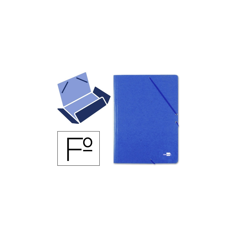 CARPETA LIDERPAPEL GOMAS FOLIO 3 SOLAPAS CARTON PRESPAN AZUL