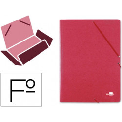 CARPETA LIDERPAPEL GOMAS FOLIO 3 SOLAPAS CARTON SIMIL PRESPAN ROJA