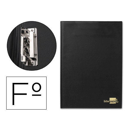 CARPETA LIDERPAPEL MINICLIP LATERAL FOLIO PLASTICO NEGRO