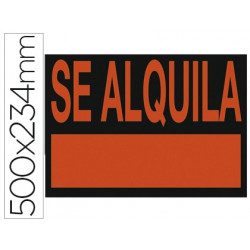 CARTEL PLASTICO "SE ALQUILA" ROJO FLUORESCENTE -500X234 MM