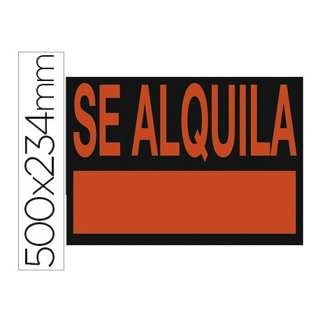 CARTEL PLASTICO "SE ALQUILA" ROJO FLUORESCENTE -500X234 MM