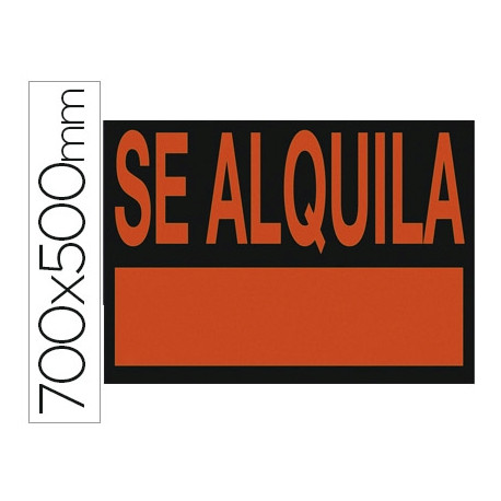 CARTEL PLASTICO "SE ALQUILA" ROJO FLUORESCENTE 700X500 MM