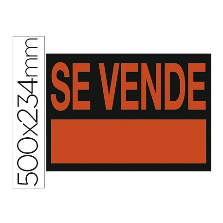 CARTEL PLASTICO "SE VENDE" ROJO FLUORESCENTE -500X234 MM