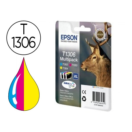INK-JET EPSON STYLUS SX525WD/620FW OFFICE B42WD/BX320FW/525WD T1306 PACK TRICOLOR