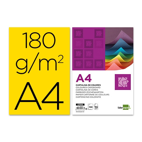 CARTULINA LIDERPAPEL A4 180G/M2 AMARILLO