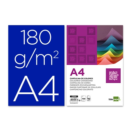 CARTULINA LIDERPAPEL A4 180G/M2 AZUL ULTRAMAR