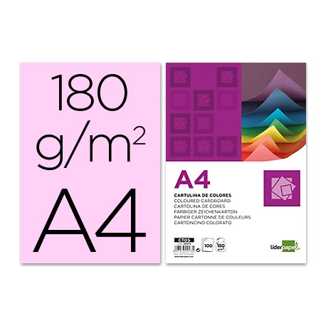 CARTULINA LIDERPAPEL A4 180G/M2 ROSA