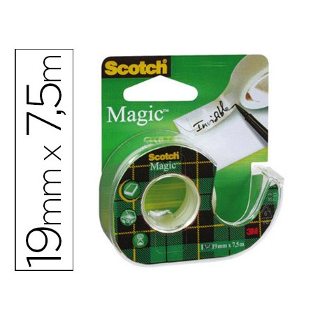 CINTA ADHESIVA SCOTCH MAGIC INVISIBLE 7,5 MT X 19 MM EN PORTARROLLO