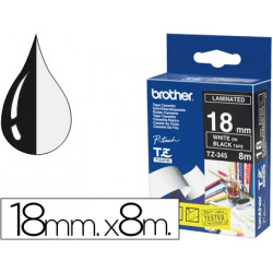 CINTA BROTHER TZE-345 NEGRO-BLANCO 18MM LONGITUD 8MT