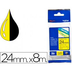 CINTA BROTHER TZE-651 AMARILLO/NEGRO 24MM LONGITUD DE 8MTS