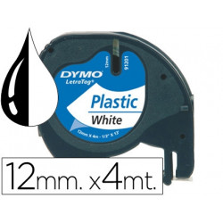 CINTA DYMO 12MMX4MT -NEGRO/BLANCO PERLA PARA MAQUINA LETRATAG 91201