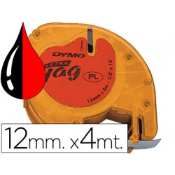 CINTA DYMO 12MMX4MT -NEGRO/ROJO COSMICO PARA MAQUINA LETRATAG