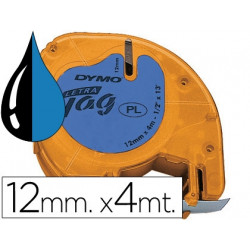 CINTA DYMO 12MMX4MT -NEGRO/ULTRA AZUL PARA MAQUINA LETRATAG