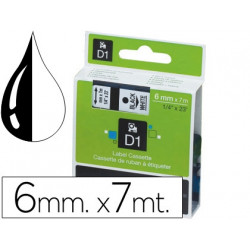 CINTA DYMO NEGRO-BLANCO 6MM X 7MT D1