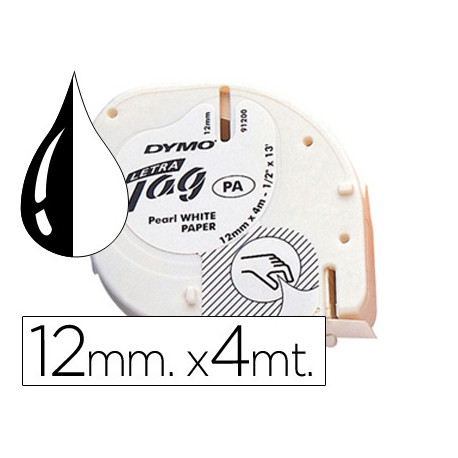 CINTA DYMO PAPEL 12MMX4MT -NEGRO/BLANCO PARA LETRATAG