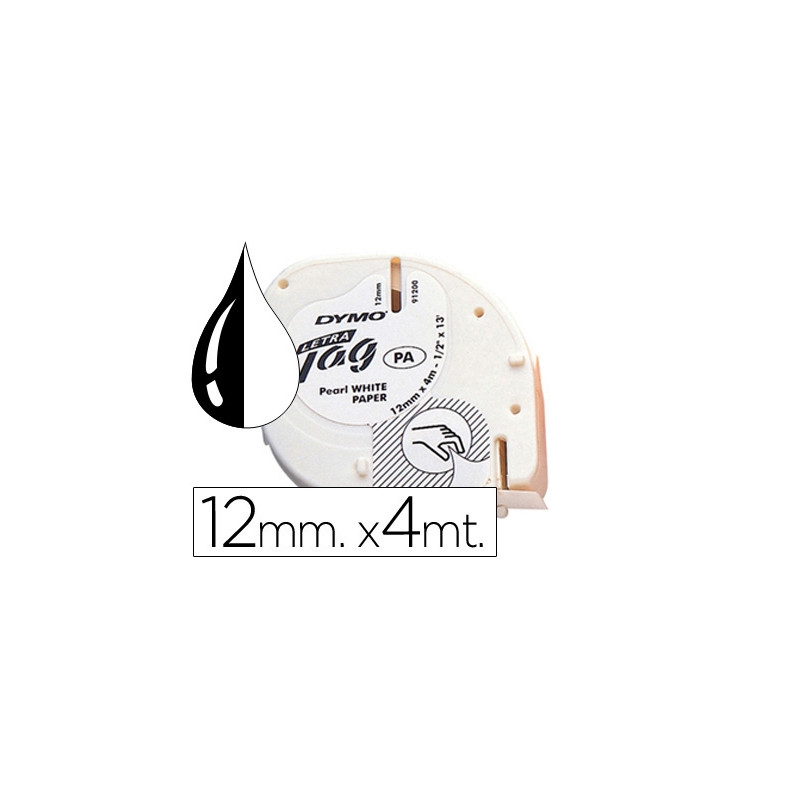 CINTA DYMO PAPEL 12MMX4MT -NEGRO/BLANCO PARA LETRATAG