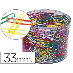 CLIPS LIDERPAPEL COLORES BOTE 1000 UNIDADES