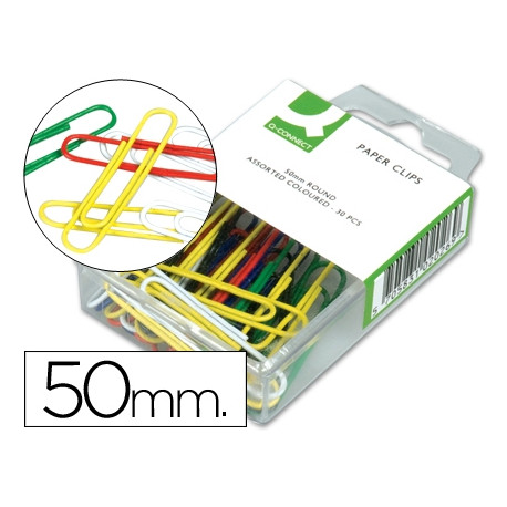 CLIPS COLORES Q-CONNECT 50 MM CAJA DE 30 UNIDADES COLORES SURTIDOS