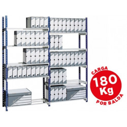 ESTANTERIA FAST-PAPERFLOW METALICA AZUL 5 ESTANTES GRIS 180KG POR ESTANTE 900KG POR MODULO 200X100X3