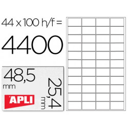 ETIQUETA ADHESIVA APLI 1285 TAMAÑO 48,5X25,4 MM PARA FOTOCOPIADORA LASER INK-JET CAJA CON 100 HOJAS 