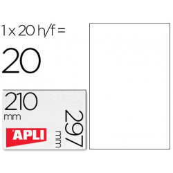 ETIQUETA ADHESIVA APLI TRANSLUCIDAS 1225 TAMAÑO 210X297 MM - FOTOCOPIADORA -LASER CAJA CON 20 ETIQUE