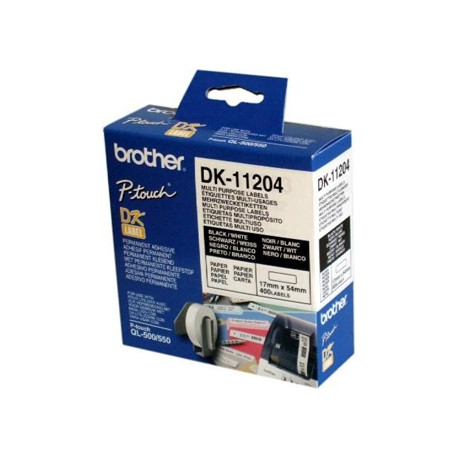 ETIQUETA ADHESIVA BROTHER DK11204 -TAMAÑO 17X54 MM PARA IMPRESORAS DE ETIQUETAS QL -400 ETIQUETAS-