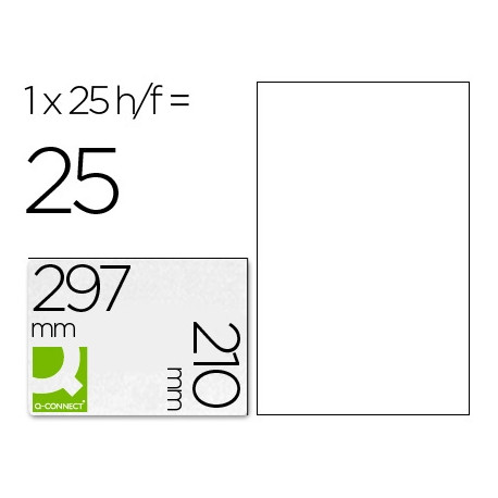 ETIQUETA ADHESIVA Q-CONNECT KF00228 -TAMAÑO DIN A4 -PARA INK-JET -TRANSPARENTE -CAJA CON 25 HOJAS DI ETIQUETA ADHESIVA Q-CONNECT KF00228 -TAMAÑO DIN A4 -PARA INK-JET -TRANSPARENTE -CAJA CON 25 HOJAS DI