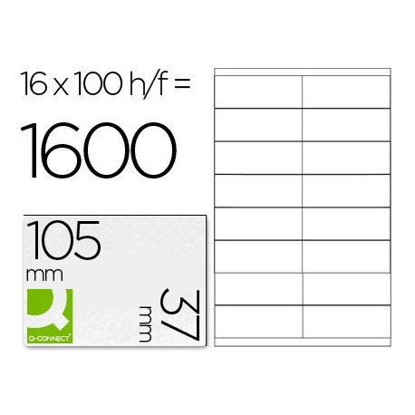ETIQUETA ADHESIVA Q-CONNECT KF10654 TAMANO 105X37 MM FOTOCOPIADORA LASER INK-JET ETIQUETA ADHESIVA Q-CONNECT KF10654 TAMANO 105X37 MM FOTOCOPIADORA LASER INK-JET