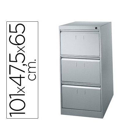 FICHERO CAJONES DE SUELO METALICO DE 3 CAJONES GRIS BITONO N.1375 ANTIVUELCO 101X65X47,5 CM
