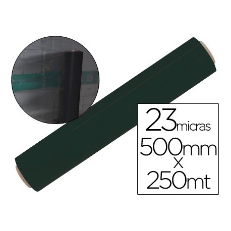 FILM EXTENSIBLE MANUAL BOBINA ANCHO 500 MM LARGO 145 MT ESPESOR 23 MICRAS NEGRO