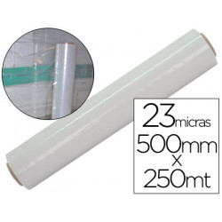 FILM EXTENSIBLE Q-CONNECT MANUAL ANCHO 500 MM LARGO 145 MT ESPESOR 23 MICRAS TRANSPARENTE