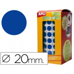 GOMETS AUTOADHESIVOS CIRCULARES 20MM AZUL EN ROLLO