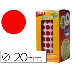 GOMETS AUTOADHESIVOS CIRCULARES 20MM ROJO EN ROLLO