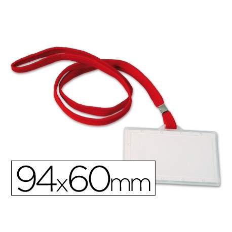 IDENTIFICADOR Q-CONNECT KF03303 CON CORDON PLANO ROJO Y APERTURA LATERAL 94X60 MM