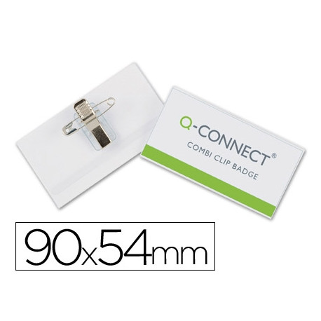 IDENTIFICADOR CON PINZA E IMPERDIBLE Q-CONNECT KF01567 54X90 MM