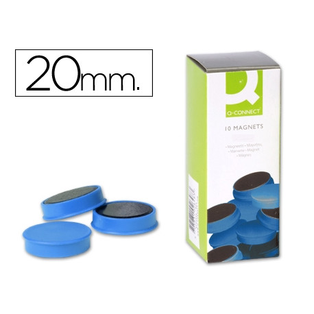 IMANES PARA SUJECION Q-CONNECT IDEAL PARA PIZARRAS MAGNETICAS20 MM AZUL -CAJA DE 10 IMANES