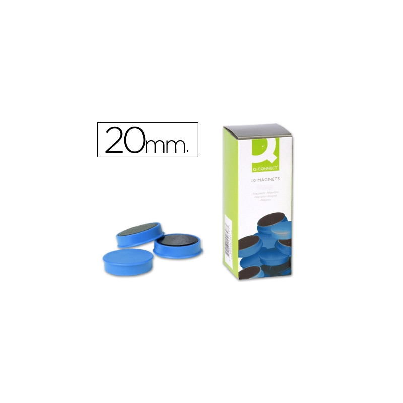 IMANES PARA SUJECION Q-CONNECT IDEAL PARA PIZARRAS MAGNETICAS20 MM AZUL -CAJA DE 10 IMANES