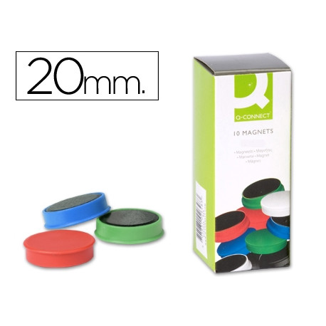 IMANES PARA SUJECION Q-CONNECT IDEAL PARA PIZARRAS MAGNETICAS20 MM COLORES SURTIDOS -CAJA DE 10 IMAN