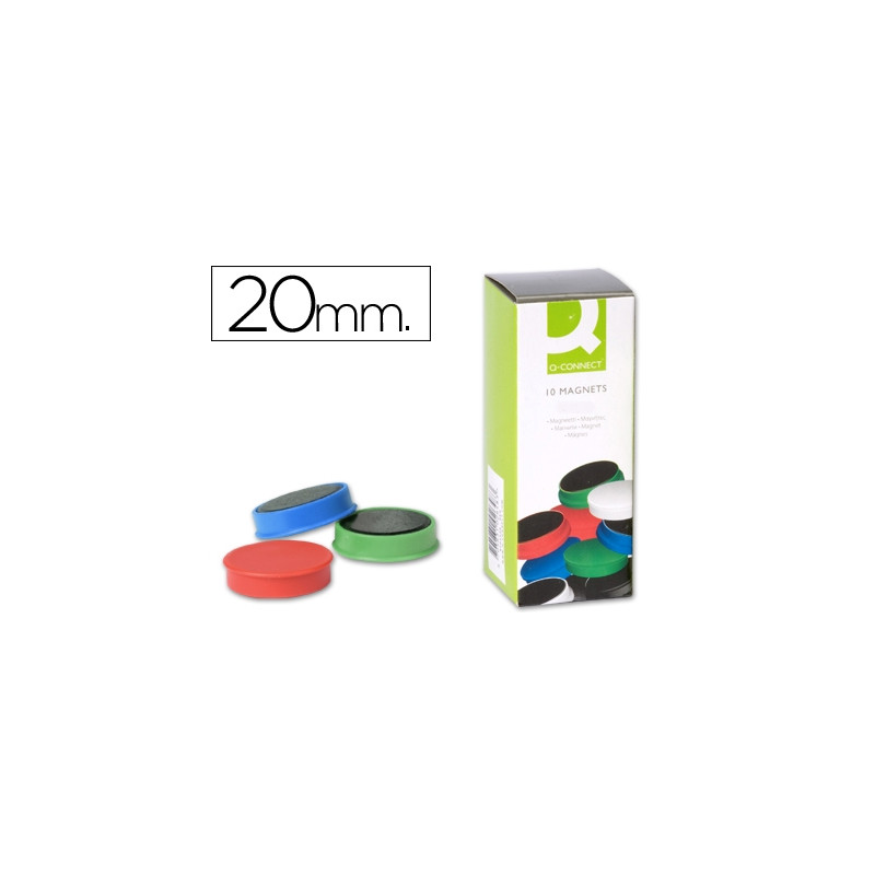 IMANES PARA SUJECION Q-CONNECT IDEAL PARA PIZARRAS MAGNETICAS20 MM COLORES SURTIDOS -CAJA DE 10 IMAN