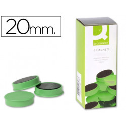 IMANES PARA SUJECION Q-CONNECT IDEAL PARA PIZARRAS MAGNETICAS20 MM VERDE -CAJA DE 10 IMANES