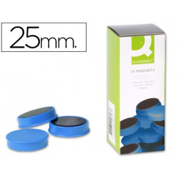 IMANES PARA SUJECION Q-CONNECT IDEAL PARA PIZARRAS MAGNETICAS25 MM AZUL -CAJA DE 10 IMANES