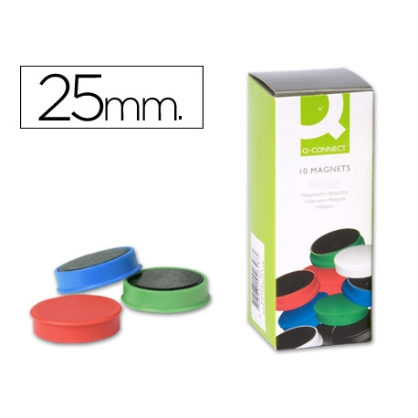 IMANES PARA SUJECION Q-CONNECT IDEAL PARA PIZARRAS MAGNETICAS25 MM COLORES SURTIDOS -CAJA DE 10 IMAN