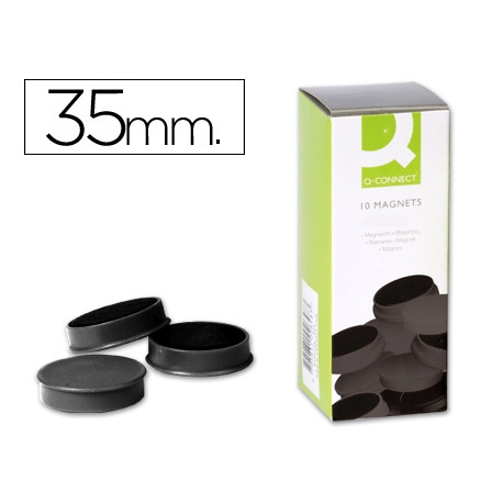 IMANES PARA SUJECION Q-CONNECT IDEAL PARA PIZARRAS MAGNETICAS35 MM NEGRO -CAJA DE 10 IMANES