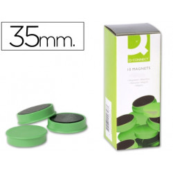 IMANES PARA SUJECION Q-CONNECT IDEAL PARA PIZARRAS MAGNETICAS35 MM VERDE -CAJA DE 10 IMANES