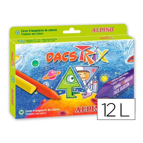 LAPICES CERA DACSTRIX TRIANGUL CAJA DE 12 COLORES LAPICES CERA DACSTRIX TRIANGUL CAJA DE 12 COLORES
