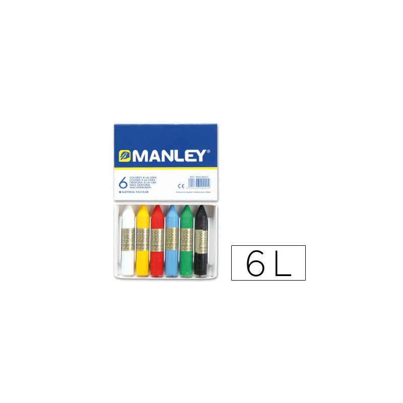 LAPICES CERA MANLEY CAJA DE 6 COLORES SURTIDOS