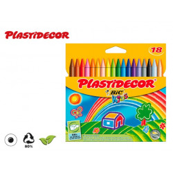 LAPICES CERA PLASTIDECOR CAJA DE 18 COLORES SURTIDOS